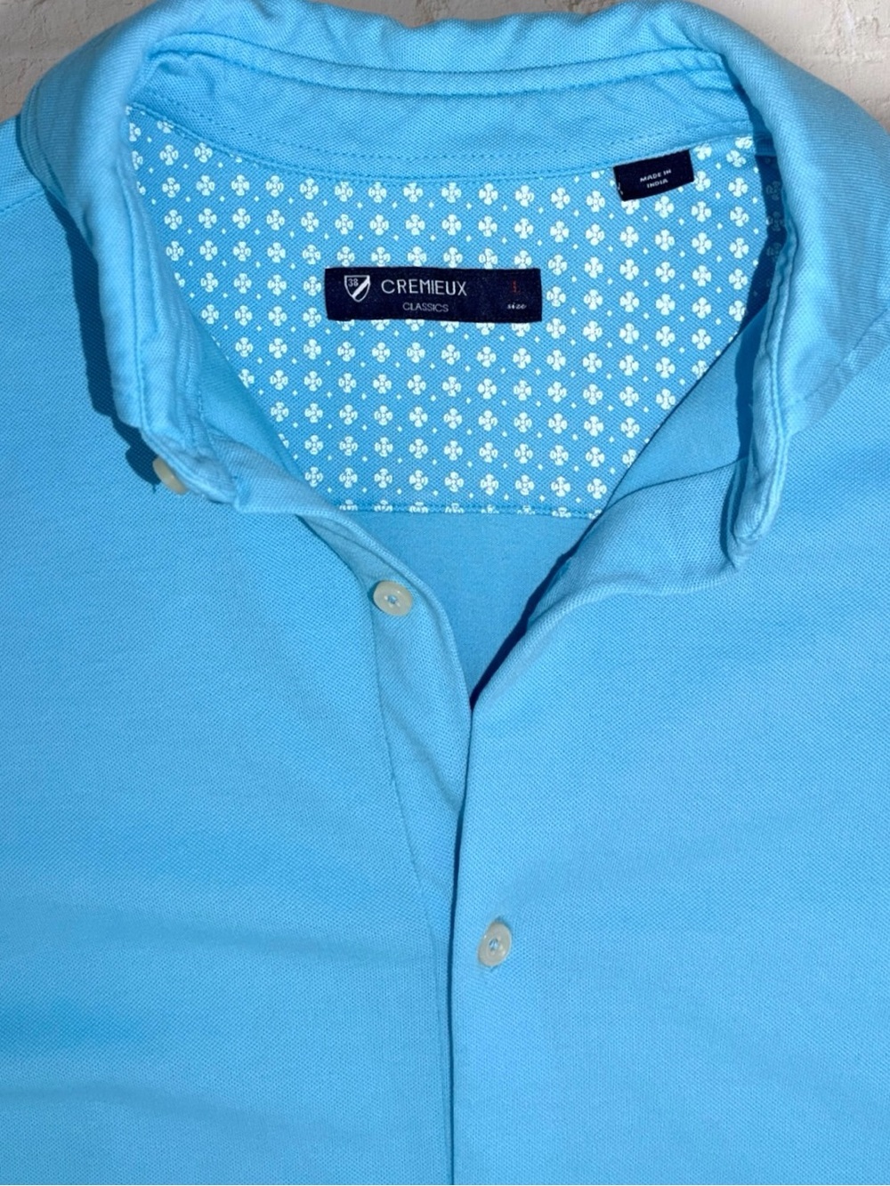 Cremieux Classics Men’s L Aqua Blue Supima Cotton Spandex Short Sleeve Shirt